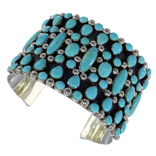 Authentic Sterling Silver Southwestern Turquoise Sturdy Cuff Bracelet CX49039